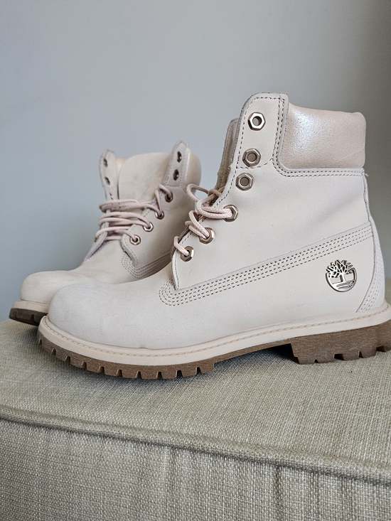 Timberland Shoes - Timberland Women's Light Pink Lace-Up Leather Boots